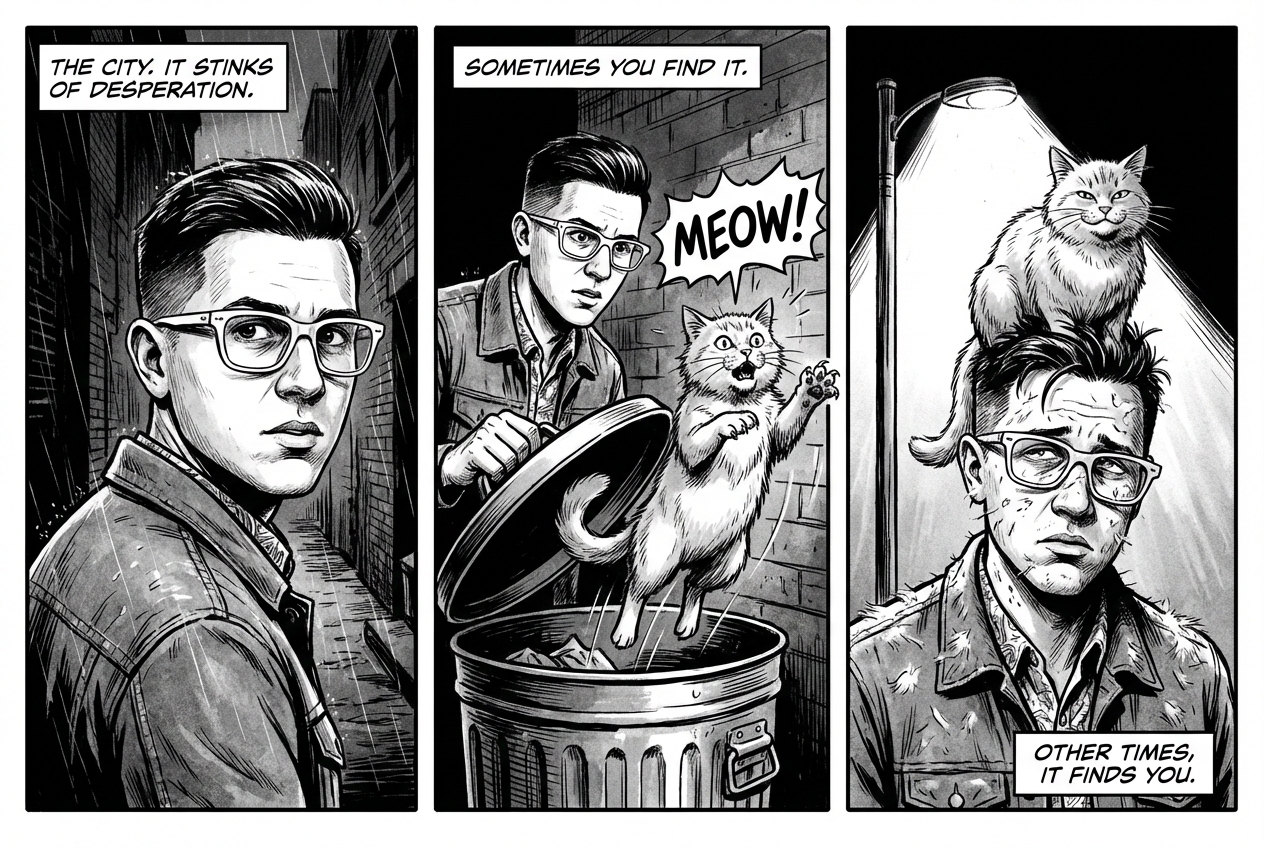 Gritty noir comic panel