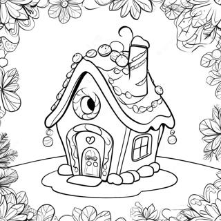 Página Para Colorear De Casa De Jengibre Festiva Con Decoraciones De Dulces 54414-43051