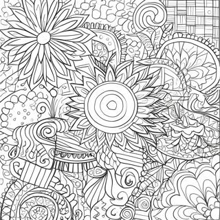 หน้าระบายสีลวดลายเรขาคณิตที่มีสีสัน 60224-47664