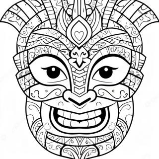 Polynesisk Tiki Maske Fargeleggingsark 64553-51082