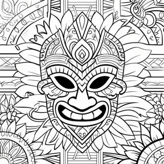 Polynesisk Tiki Maske Fargeleggingsark 64553-51083