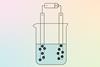 A diagram of a beaker of liquid with a battery hooked up via electrodes which are attracting charged particles from the liquid