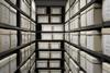 A storeroom with archive boxes
