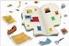 A scrapbook in the shape of a head with photos and other memories including an old Chemistry school report