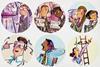 Cartoons of students and teachers