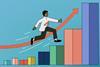 A cartoon of a school student climbing a giant bar graph
