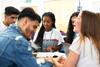 High School students discussing classwork