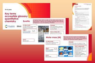 Example slides from this resource showing illustrated and expanded key terms, plus teacher notes