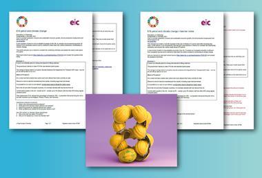  An image showing the pages available in the downloads with yellow hard hats in the shape of an 8 in the foreground. 
