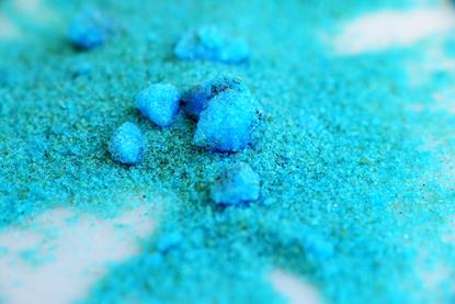 Hydrated copper sulfate crystals (blue in colour)