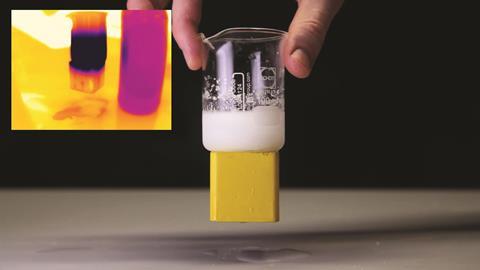 Endothermic solid spontaneous demonstration