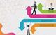 An illustration featuring four arrows in different colours, with the words "Tips", "Help", "Support" and "Guidance". On and around the arrows are several images of people walking, sitting and jumping.