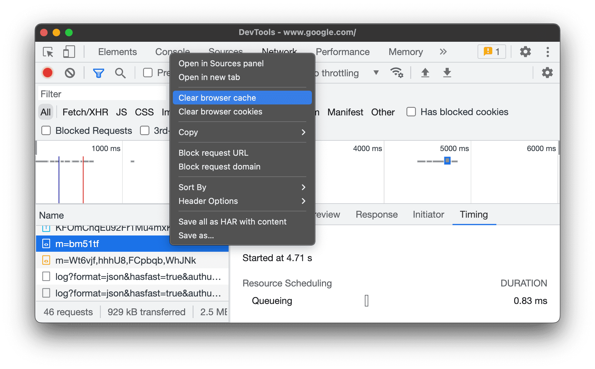 Выбираем Очистить кэш браузера.
