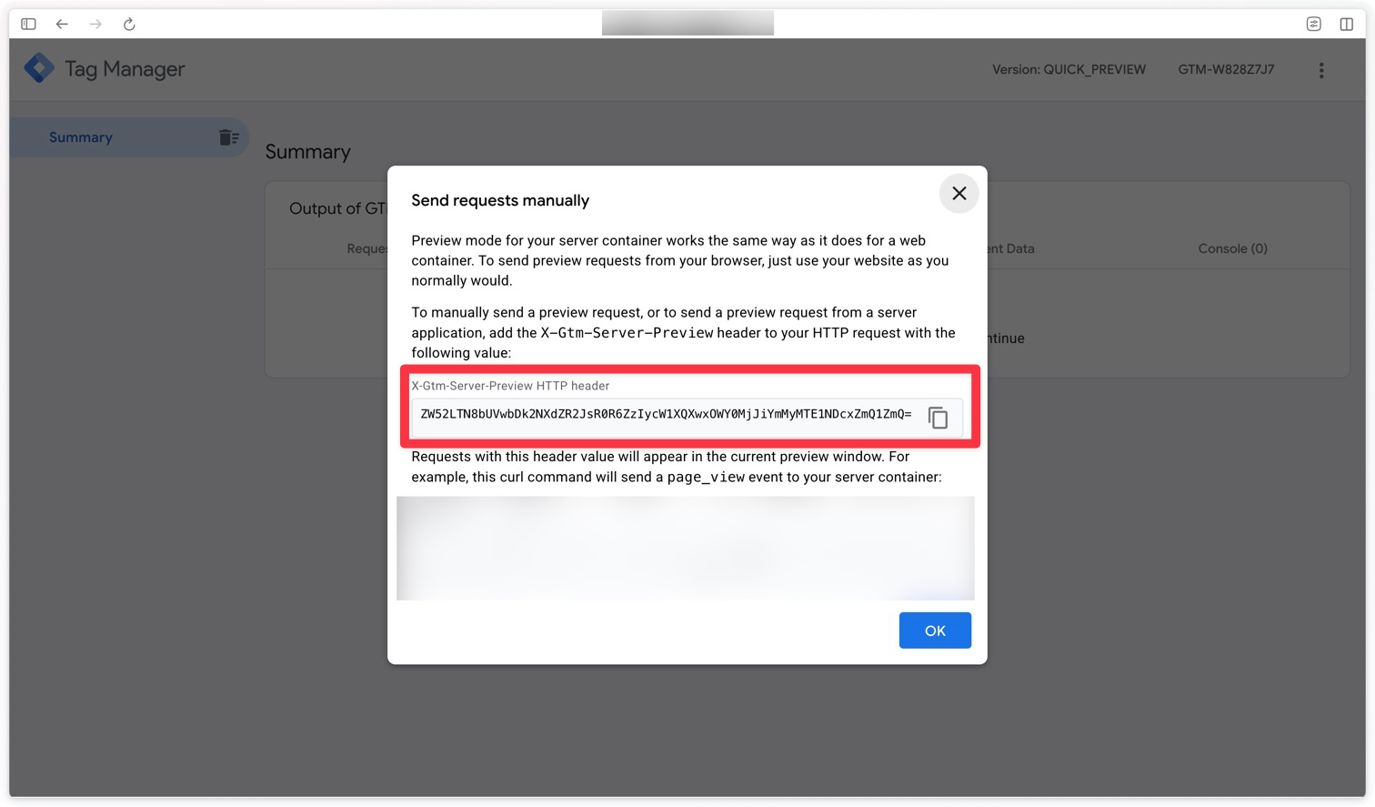 GTM Server preview token