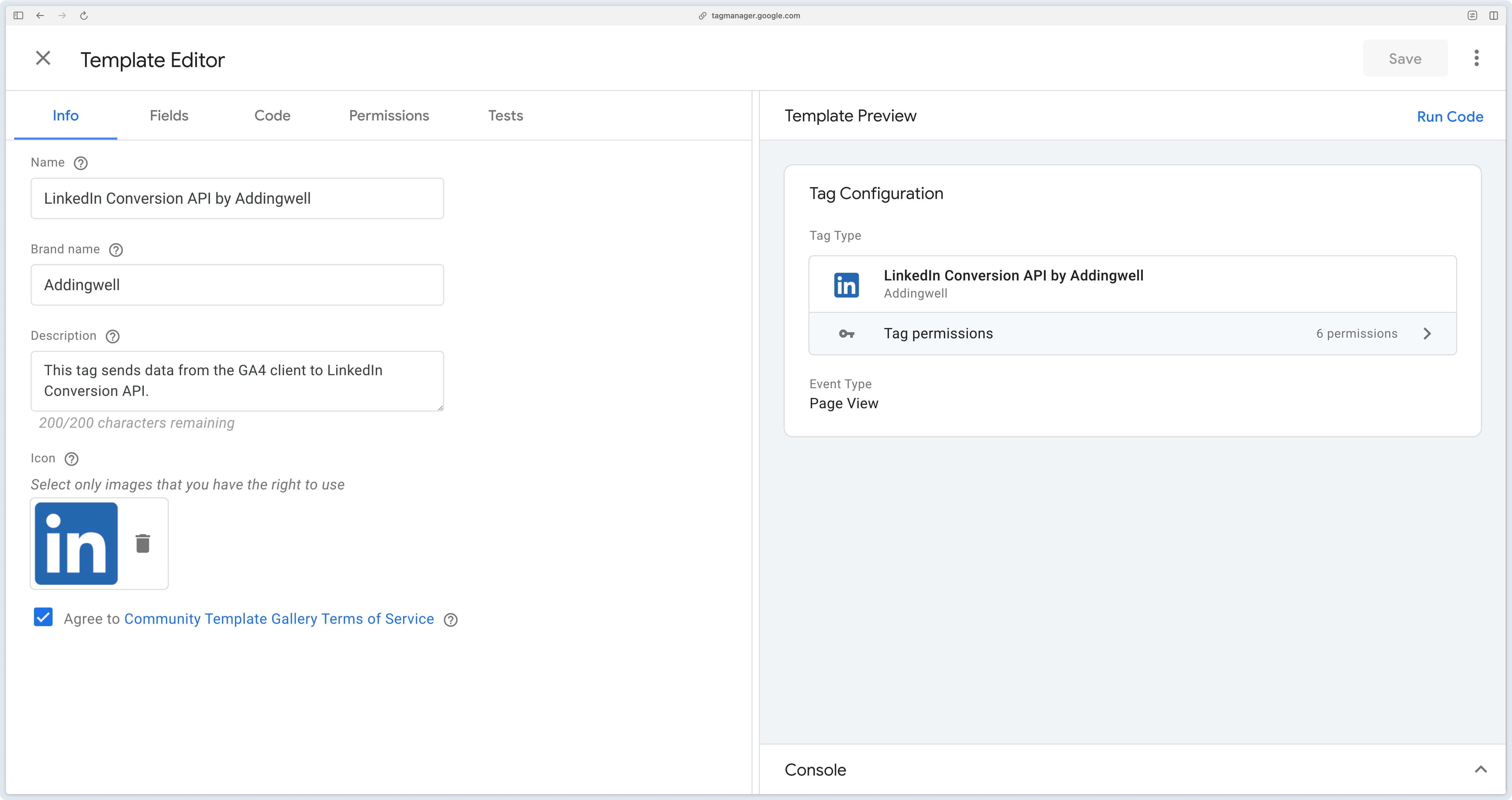 Save LinkedIn CAPI tag in GTM Server-Side