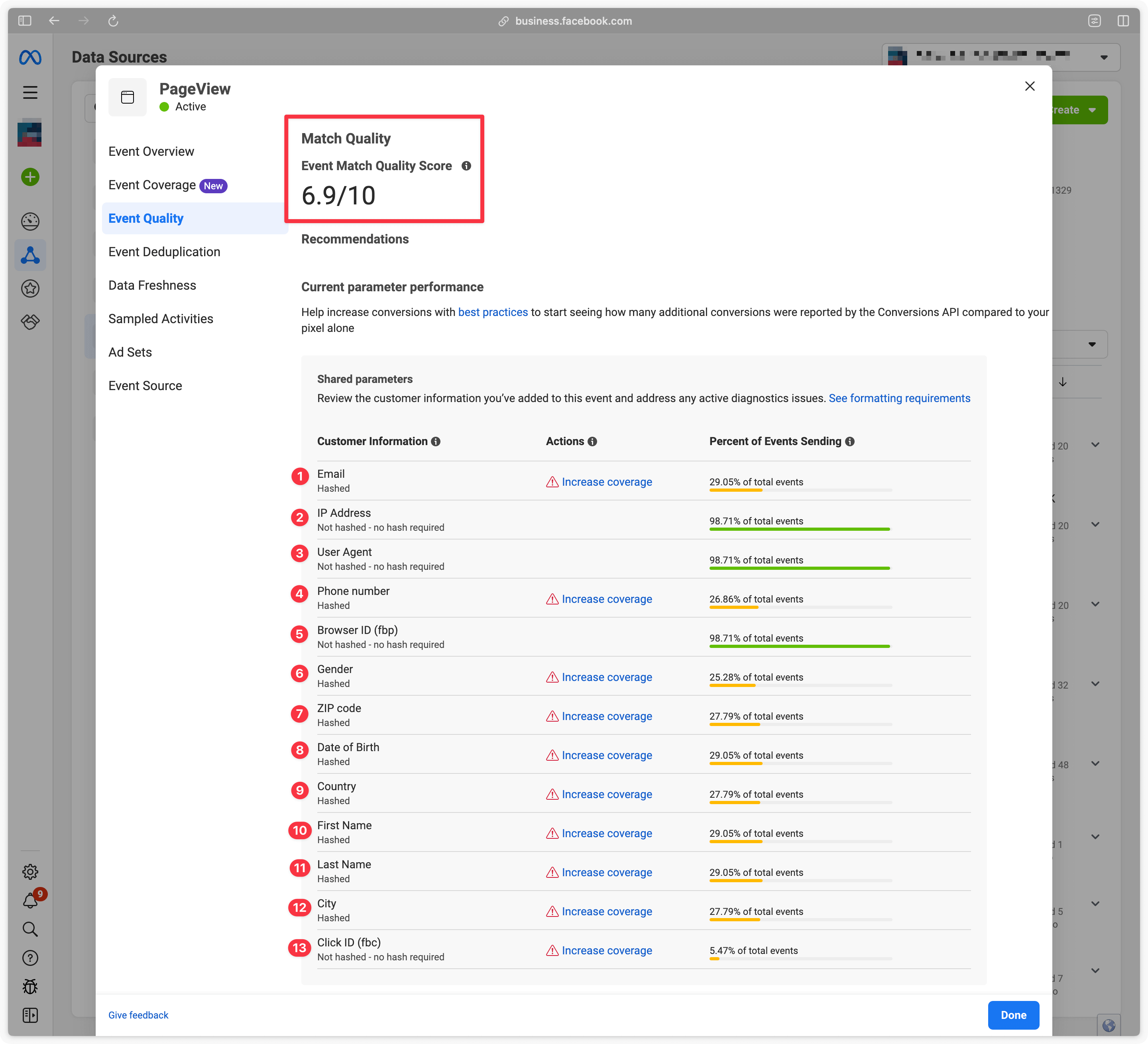 Shared parameters in Meta Events Manager