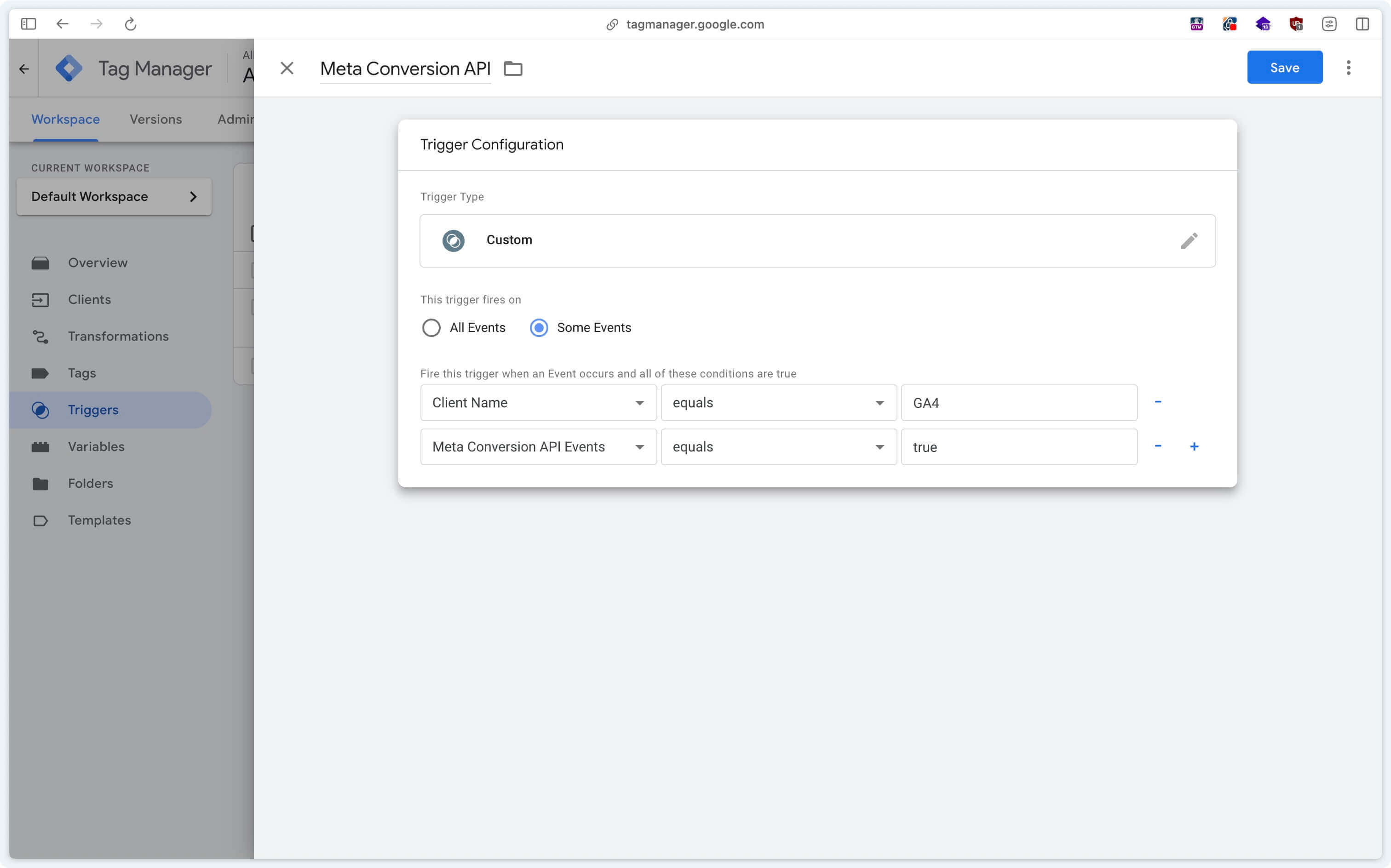 Configuring a custom trigger in GTM Server‑Side
