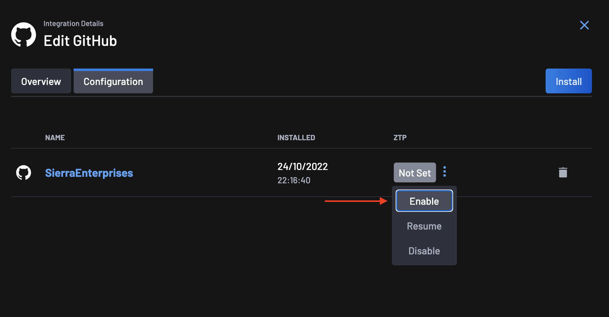 Enable ZTP