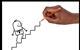 An image showing a hand drawing a staircase and a cartoon figure going up