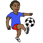 Soccer playing boy coloured