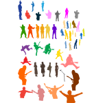 Silhouette vector clip art of music artists