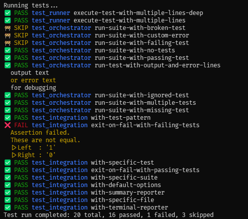 An example nutest run