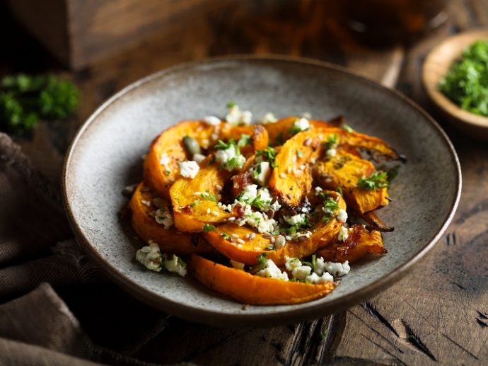 Recette de potimarron rôti feta et herbes