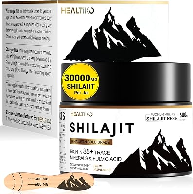 Shilajit Resin, Himalayan Shilajit Organic - 600mg Potency Gold Grade, Shilajit for Men & Women with 85+ Trace Minerals & Fulvic Acid, for Stamina, Immunity, Strength, 50 Serving