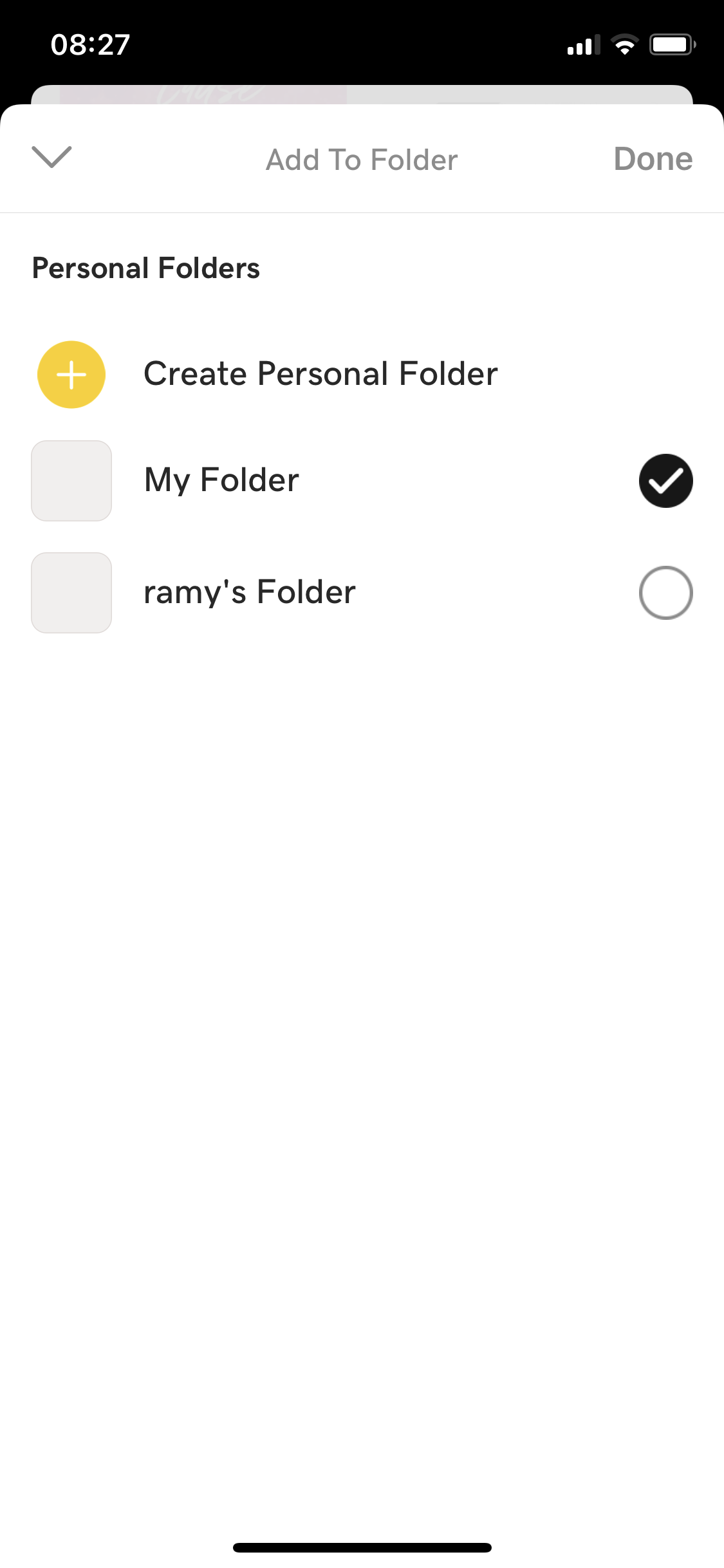 Screenshot of Save to collection
