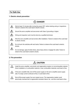 3 
 
For Safe Use 
 
1. Electric shock prevention 
 
 DANGER 
 
 
Wait at least 10 minutes after turning the power OFF, befor