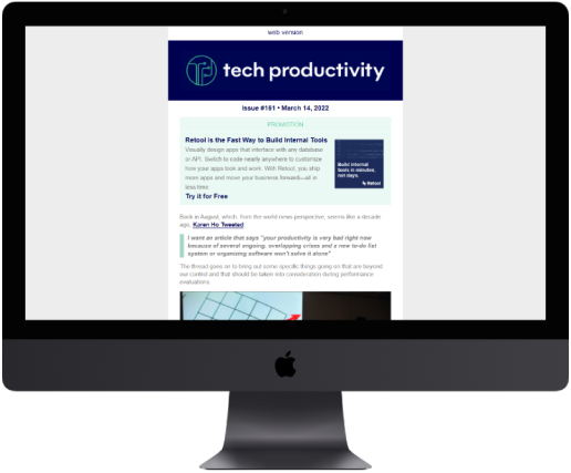 Tech Productivity Newsletter on a Desktop
