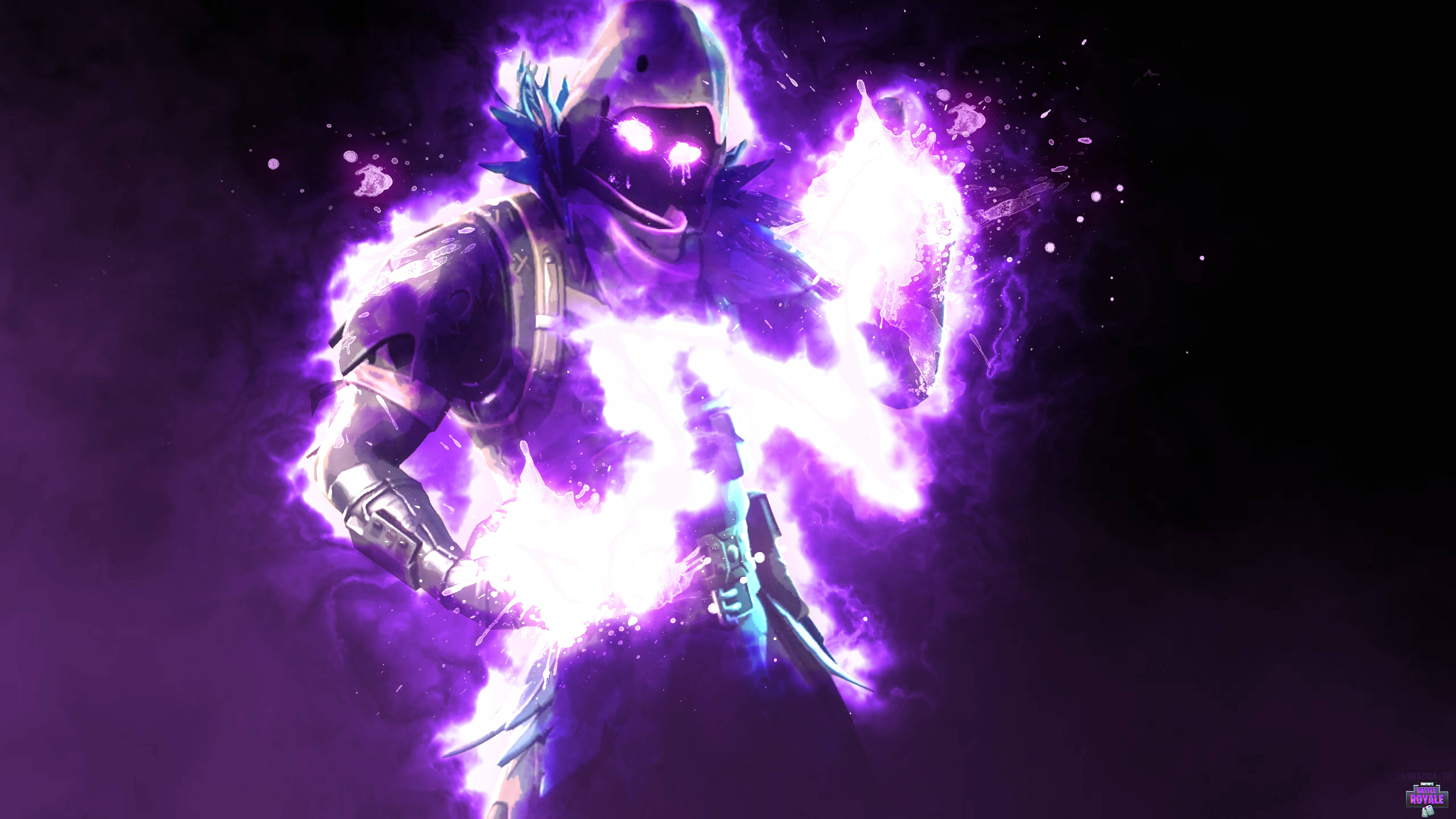 Epic Raven Fortnite Skin in Captivating Purple Aesthetics Wallpaper