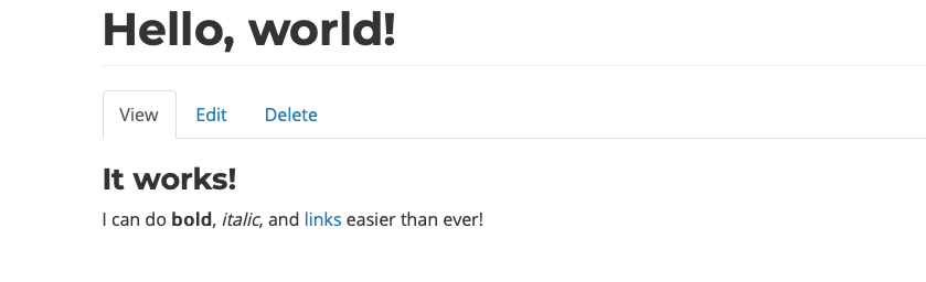 Basic page display with some Markdown text.