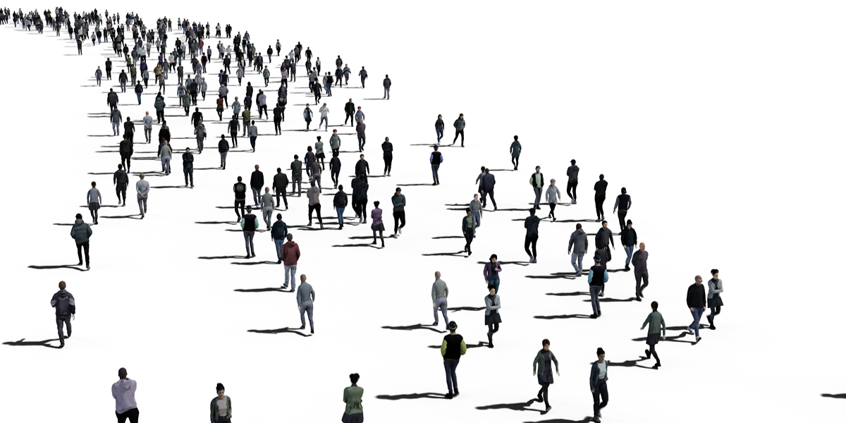 Silhouette of people from diverse background walking towards the same direction 