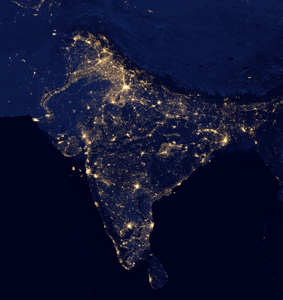 Image of India at night, from space