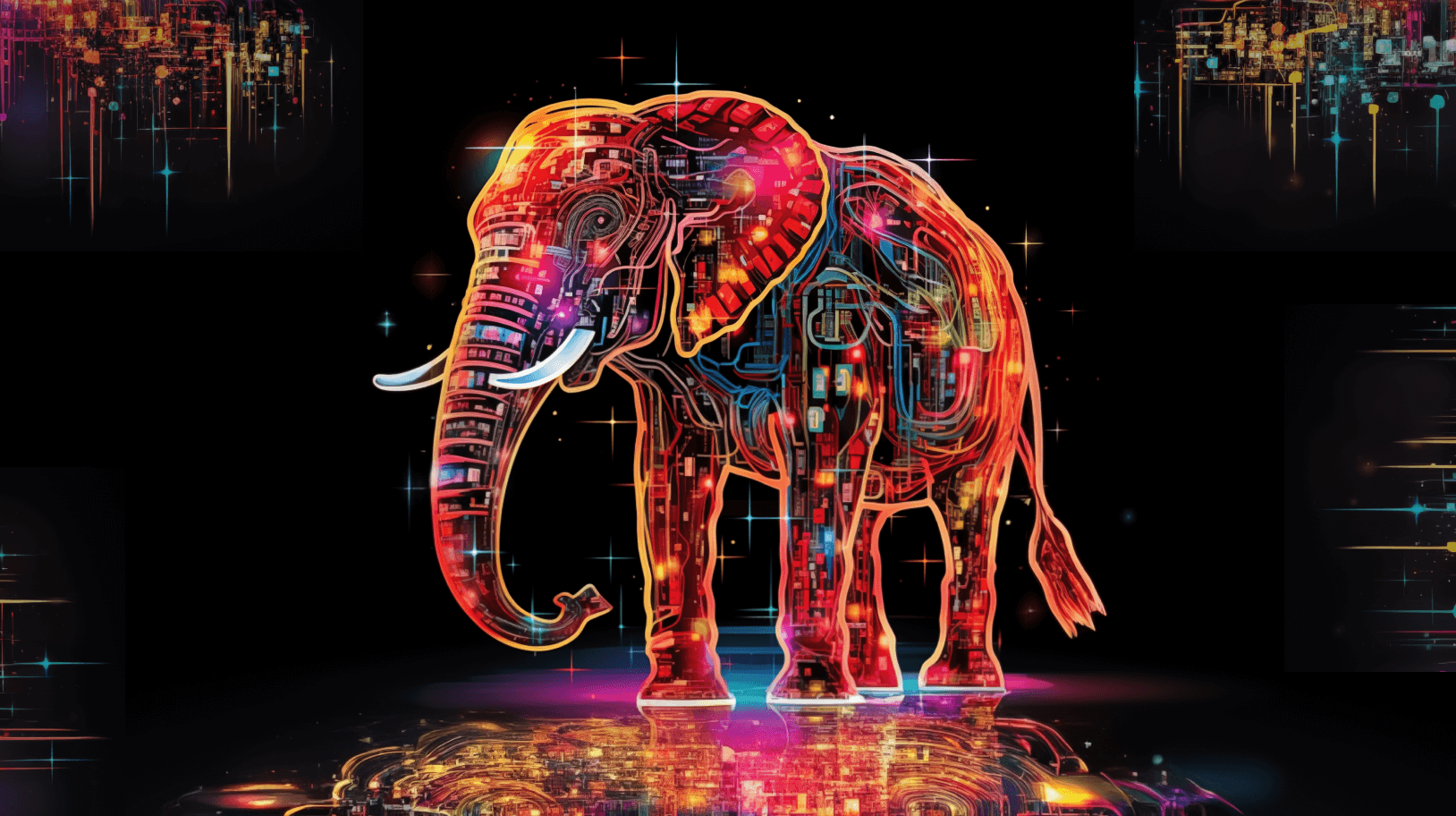 An IoT elephant over a black background: Storing IoT Data: 8 Reasons Why You Should Use PostgreSQL