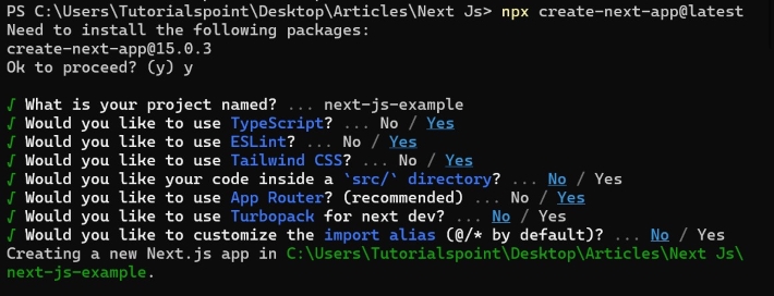 Nextjs installation