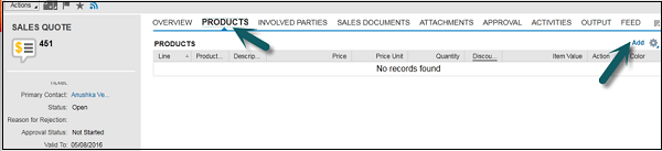 Products Tab