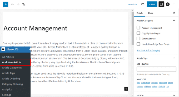 Heroic Knowledge Baseに新しい記事を追加する