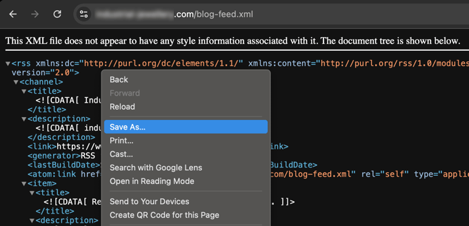 WixサイトのRSSフィードを保存する
