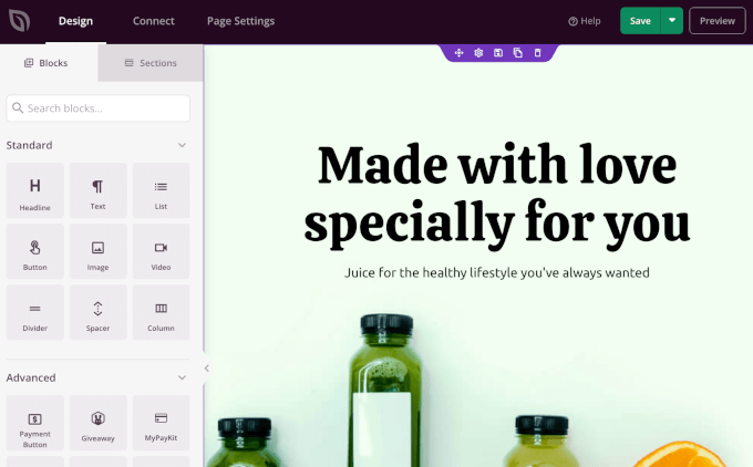 SeedProdのドラッグ＆ドロップエディター