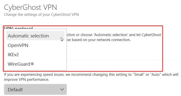 CyberGhost uses the WireGuard, OpenVPN, and IKEv2/IPsec VPN protocols.