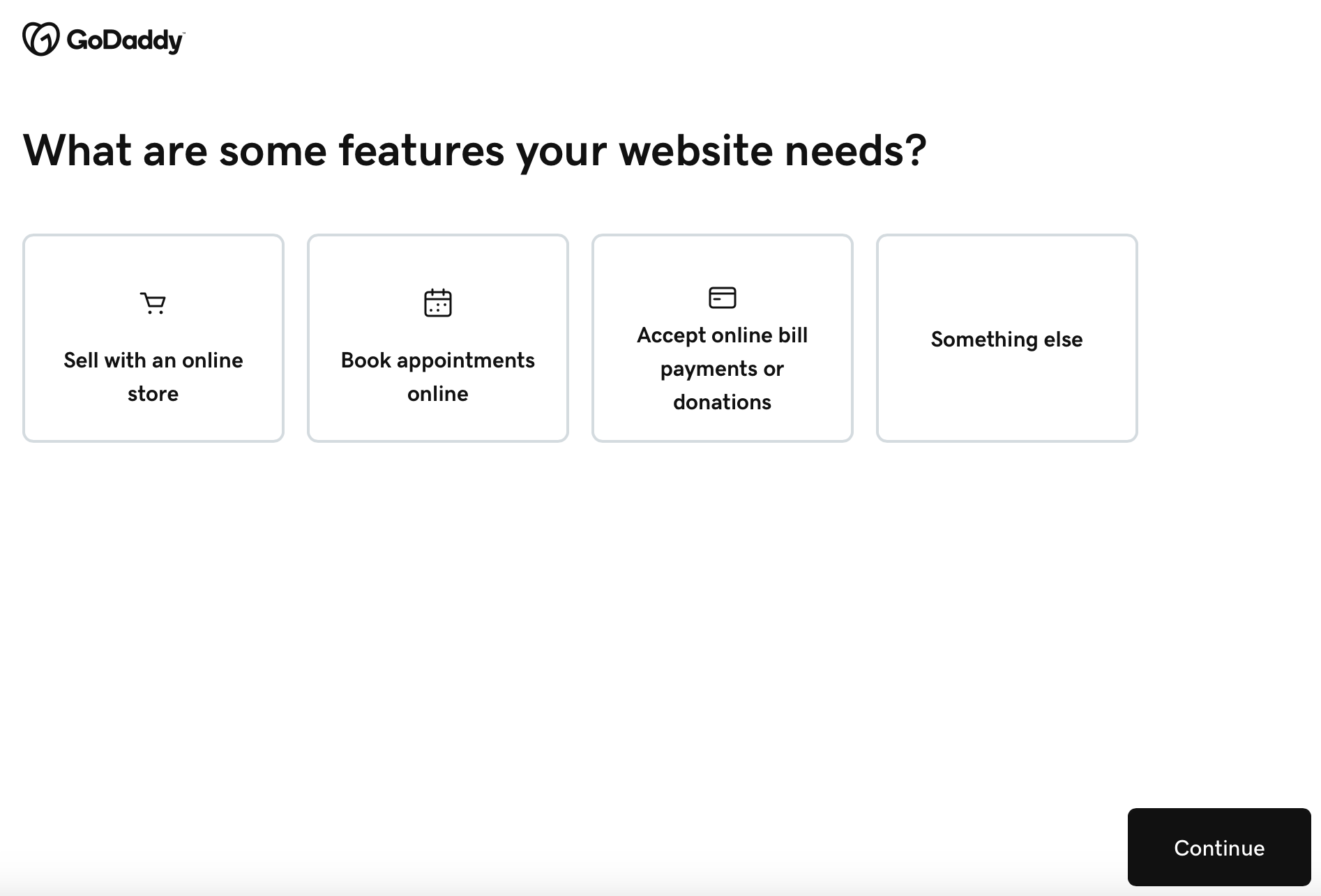 Screenshot of GoDaddy AI questions for All About Cookies test website