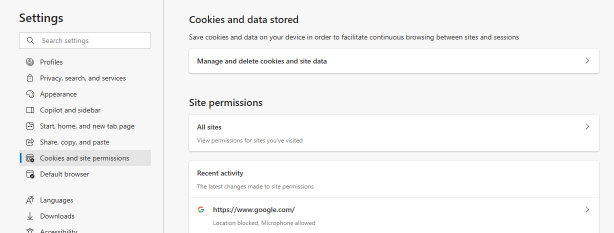 manage cookies and stored data in Microsoft Edge