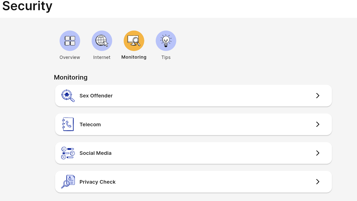 IDShield Security tab under monitoring