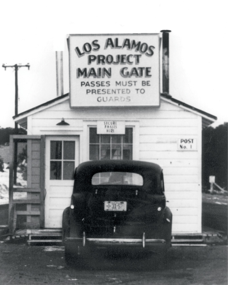 Old photo of the original Main Gate house for the Los Alamos Project