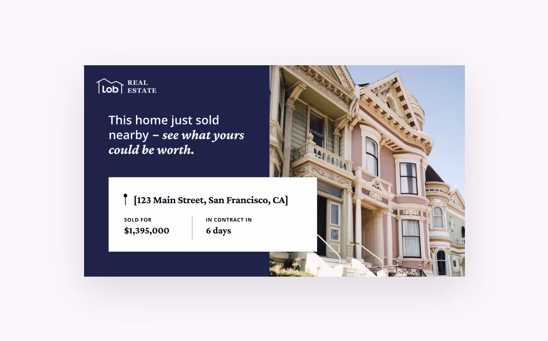 Image of Lob Just Sold Postcard Template