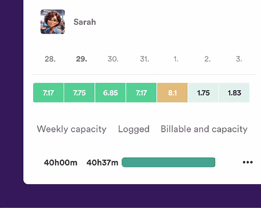Screenshot of Timely's capacity planning feature