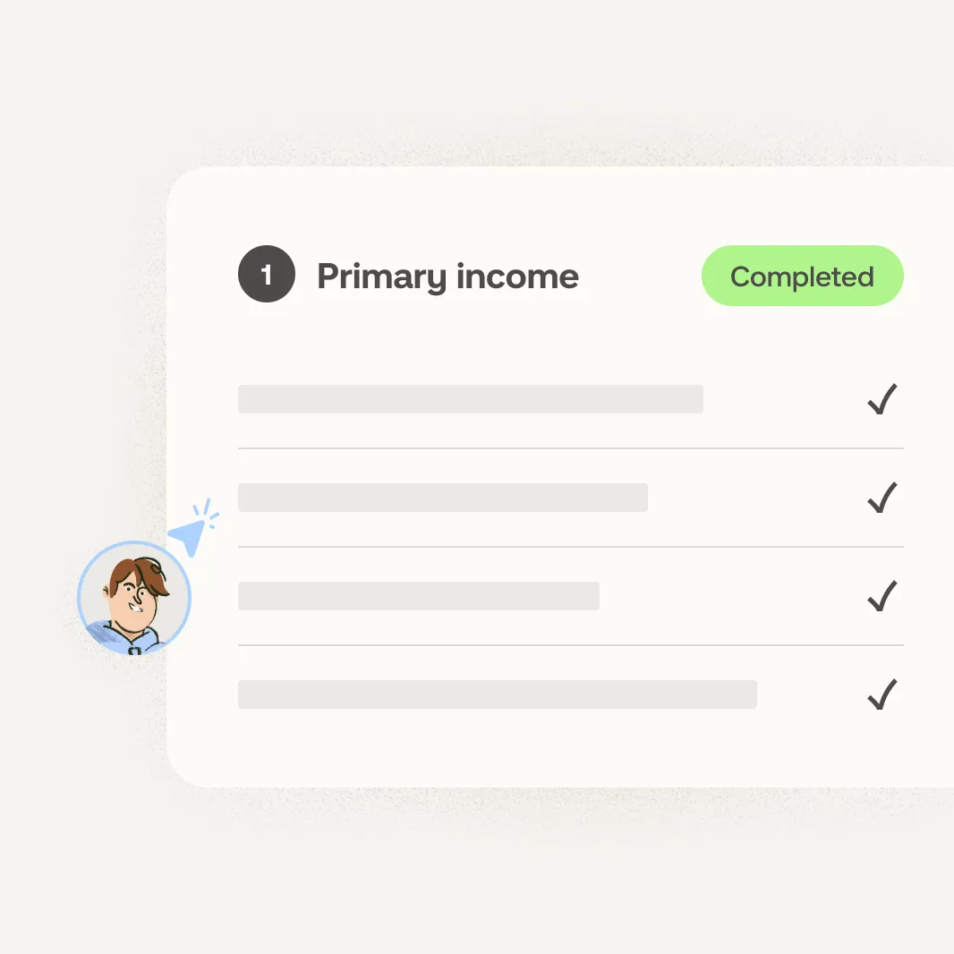 Income input for rental application.