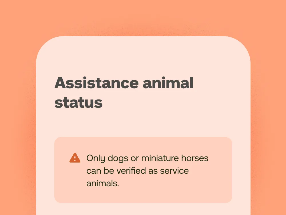 Phone screen with assistance animal alert.